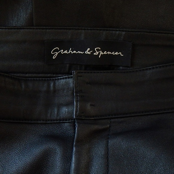 Graham & Spencer Black 100% Leather Lambskin Pants Stretch Skinny Buttery Soft 4 - Picture 7 of 7